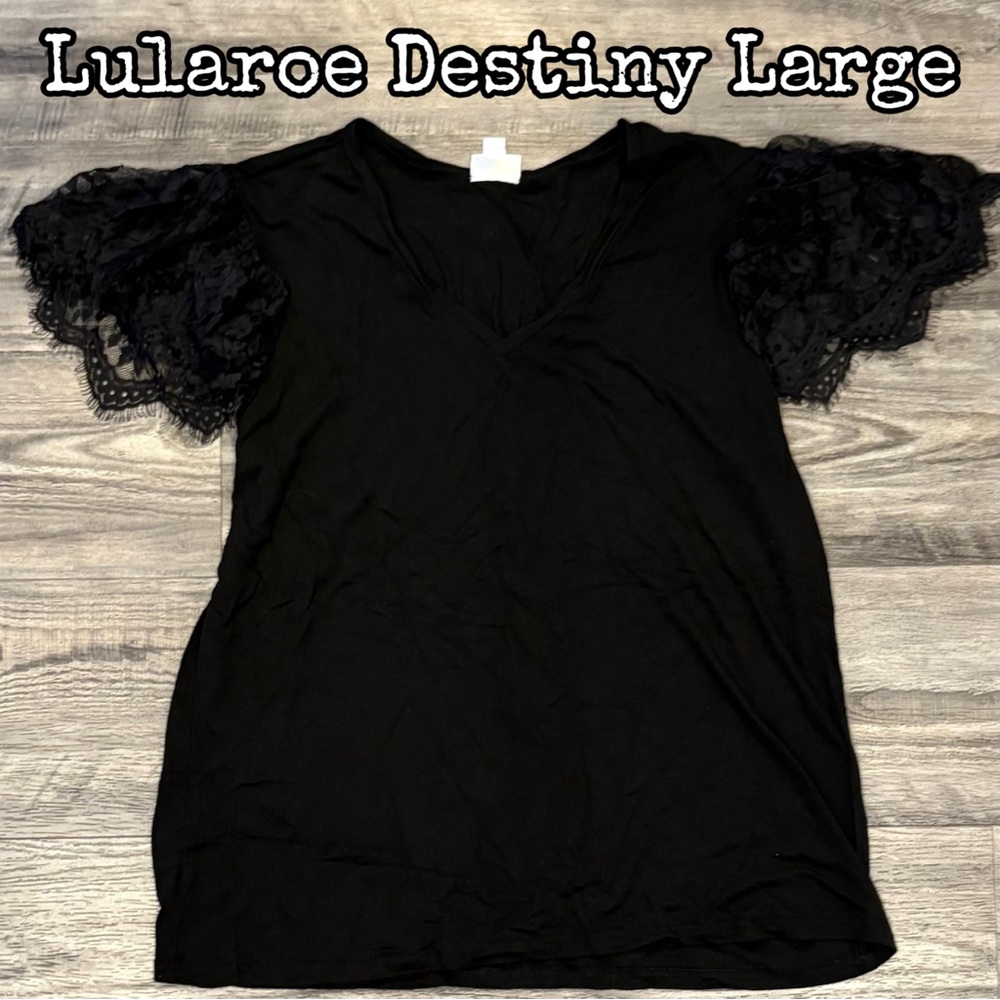 LuLaRoe Destiny Top - Black - Size Large